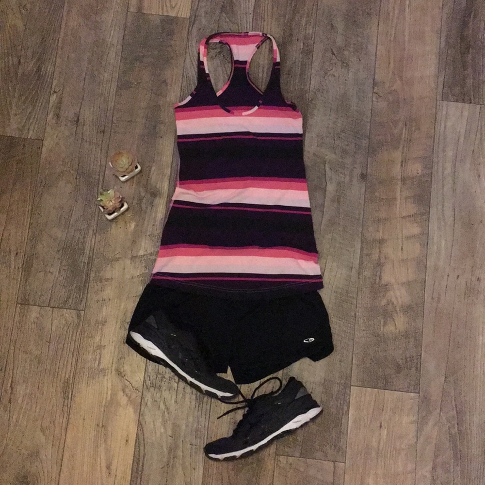 Lululemon size 4 pink striped work out tank top